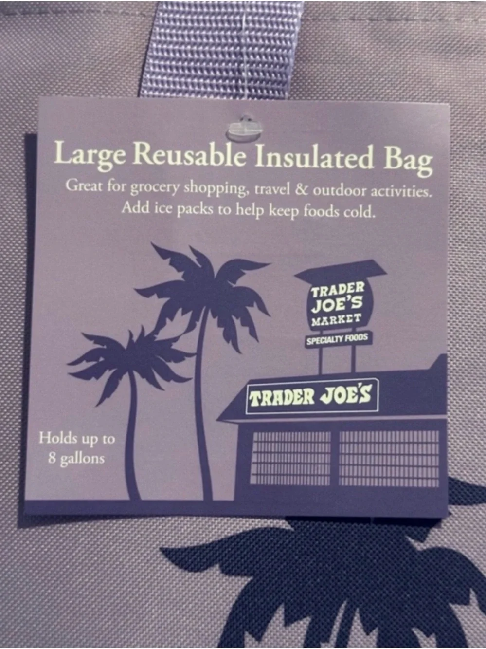 NWT Trader Joe's Large Purple Reusable Insulated Bag Tote New Spring 2026